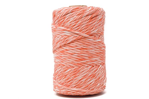 DUAL SOFT COTTON CORD ZERO WASTE 4 MM - 1 SINGLE STRAND - GRAPEFRUIT + NATURAL COLOR Supply - Image 2