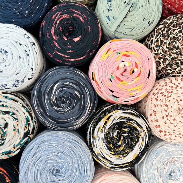 Printed Recycled T-Shirt Fabric Yarn - Desert Rose Supply - Image 3