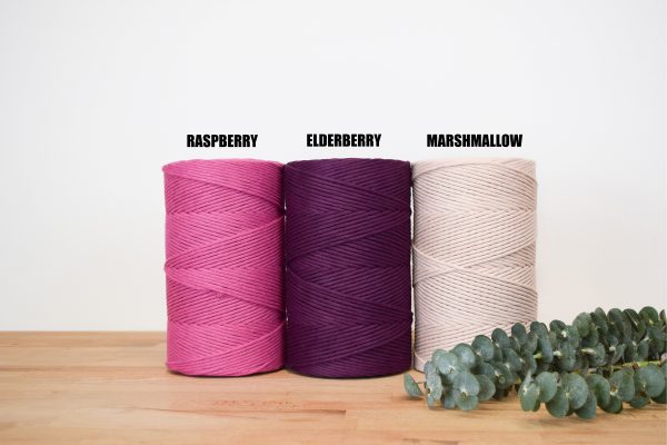 SOFT COTTON CORD ZERO WASTE 4 MM - 1 SINGLE STRAND - ELDERBERRY COLOR For Sale - Image 2