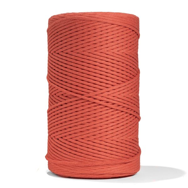 SOFT COTTON CORD ZERO WASTE 4 MM - 1 SINGLE STRAND - TERRACOTTA COLOR For Discount