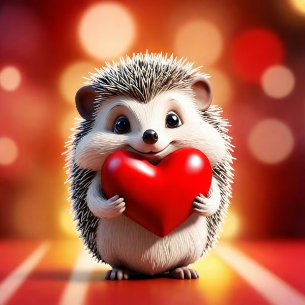 A cute hedgehog holding a heart Sale