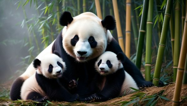 Beautiful panda holding her babies For Cheap - Image 2